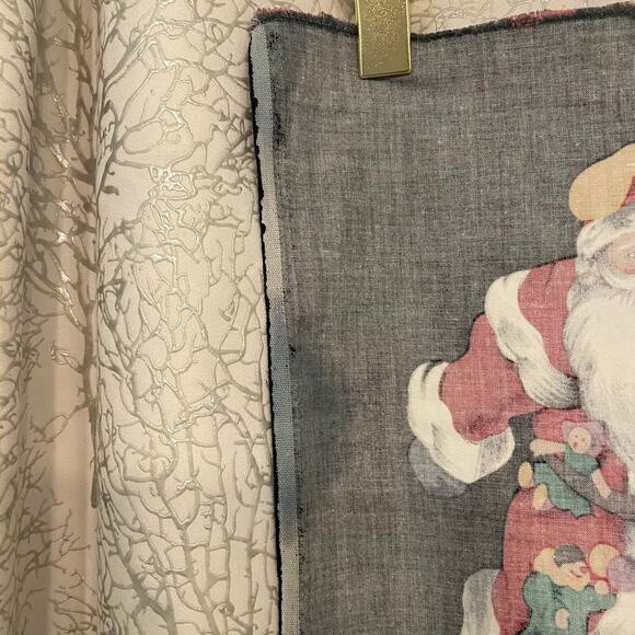 Christmas Theme Print Fabric Panel Santa Claus Bag Of Toys Black Red 29” x 44” - Picture 6 of 9